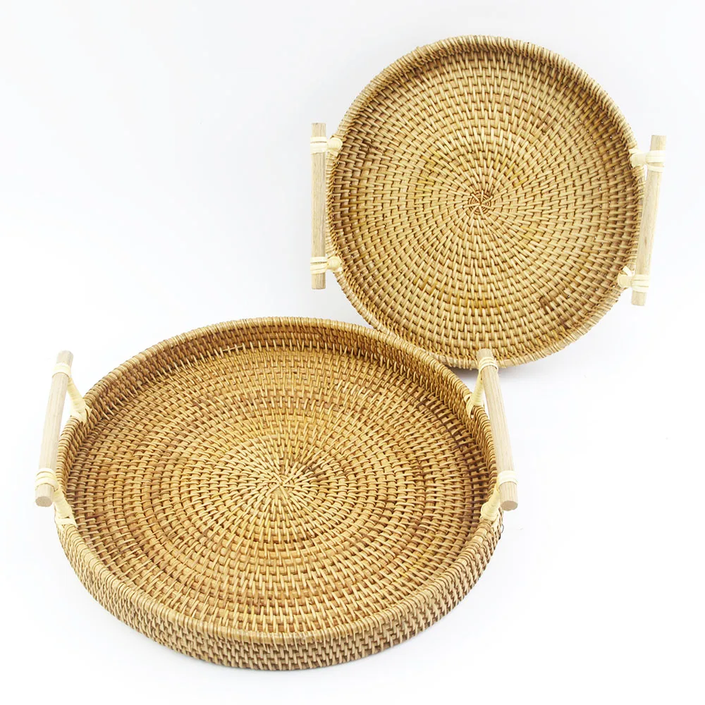 Vietnam Supplier Rattan Serving Trays With Handles Tray For Storage And Display With Reasonable Price