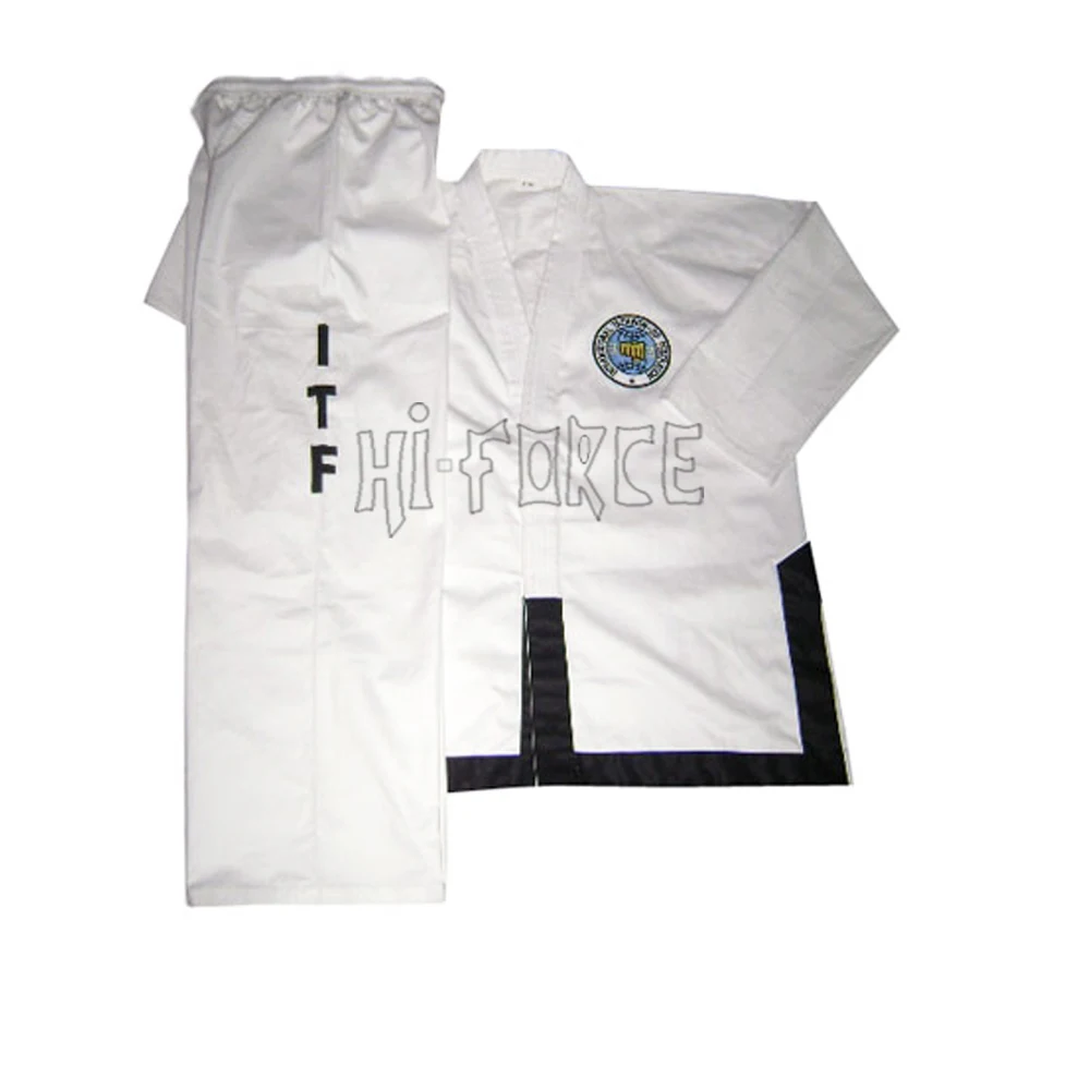 Оптовая продажа хлопчатобумажная ткань ITF Dobok форма для мастеров боевых искусств тхэквондо