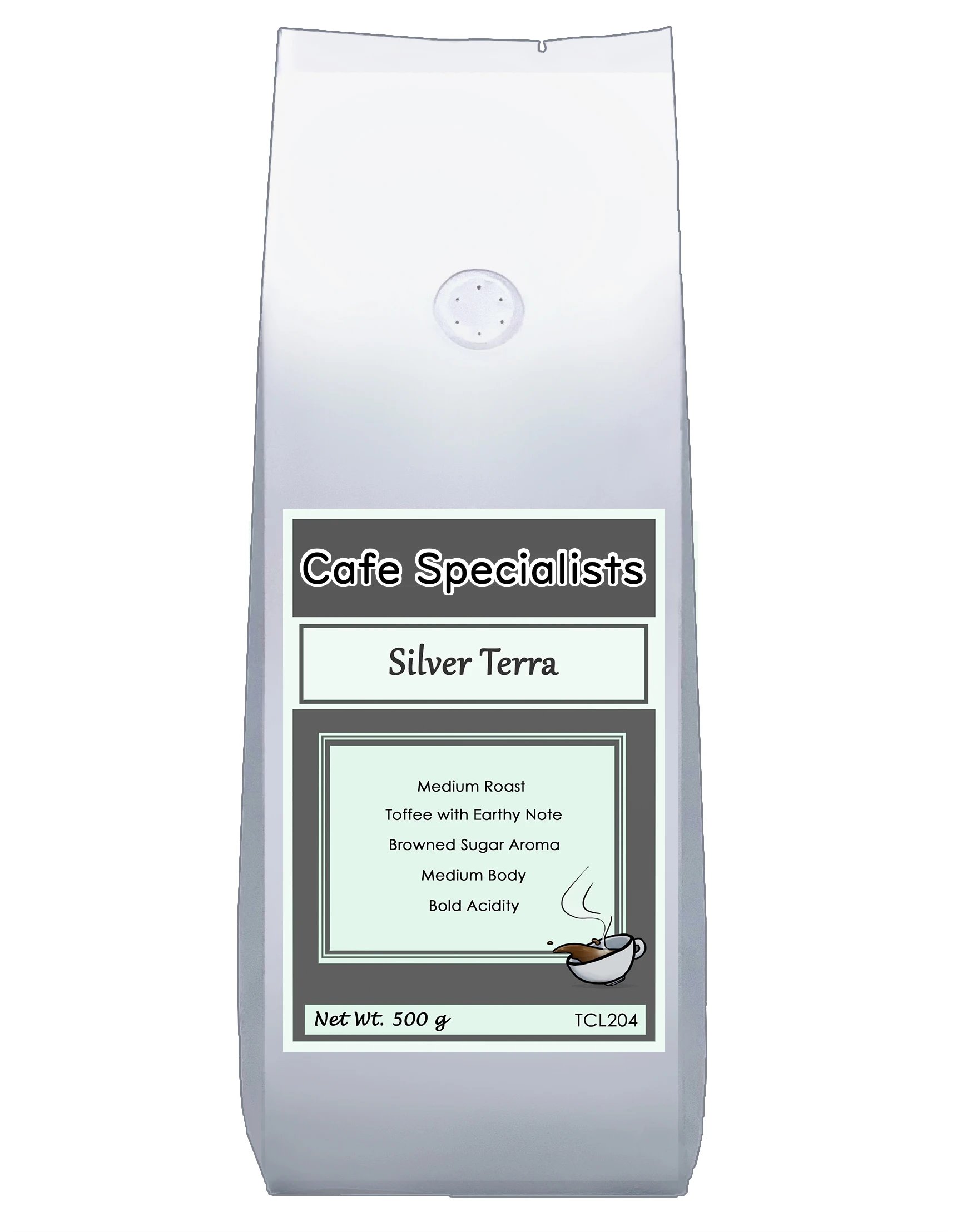 Смеска робуста Арабика среднее обжарение нейтральный вкус 1 кг для кафе-специалистов TCL204 серебряные Терра кофейные зерна бар