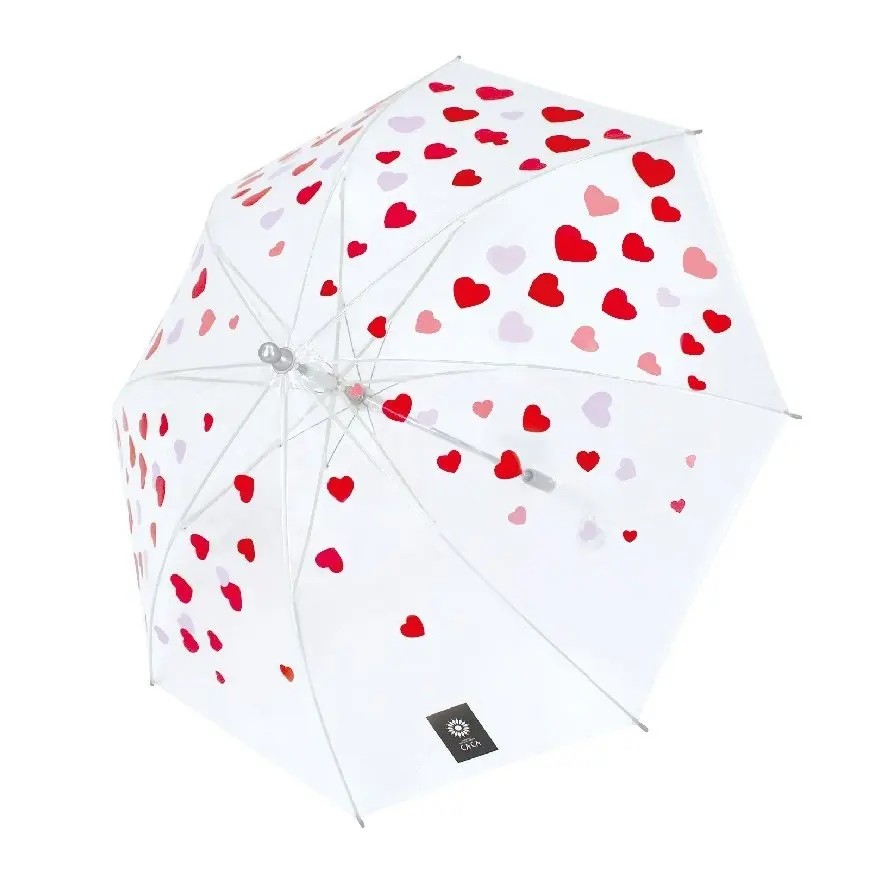 Детский зонт, прозрачный, полуавтоматический, прочный и долговечный, с милым рисунком сердца, 50 см