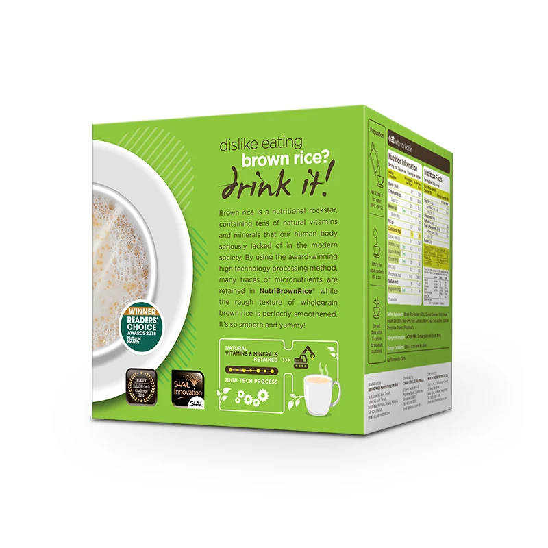 NutriBrownRice Oat with Soy Lecithin Brown Rice Instant Beverage Lightly Sweetened With Natural Brown Sugar