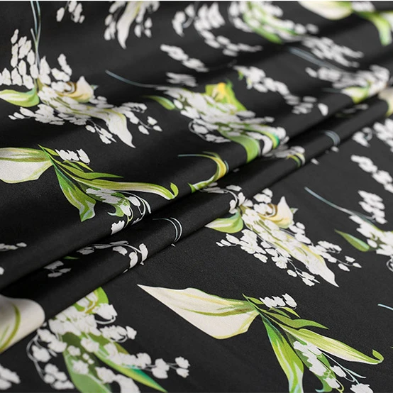 
Printed silk crepe cdc 100% silk fabric for dress/shirt/pajamas 