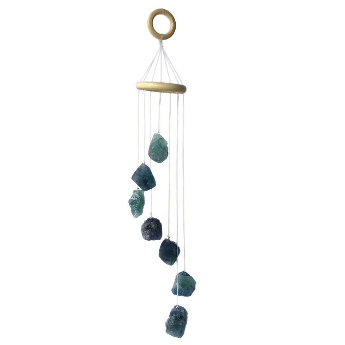 wind chime natural stone Green fluorite Raw Stones Wind Chime Home Decoration crystal wind chime natural crystal stone