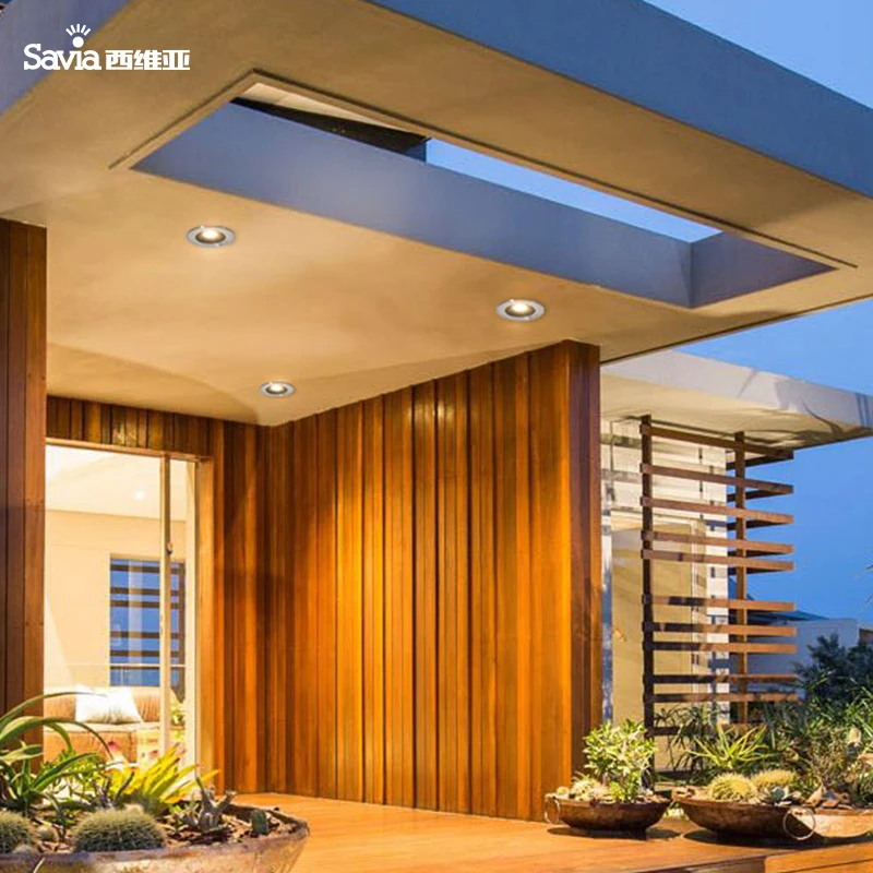 Savia Waterproof IP67 Round Outdoor Garden Corridor Balcony Hotel Shade Ceiling Recessed LED 7W Beam Adjustable Spot Downlight