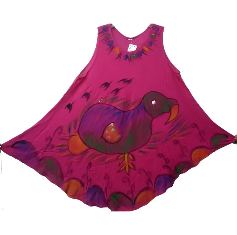 Reasonable Price Umbrella Dresses Factory Supply Brush Print Woman Loose Beach Dress Standard Quality Sleeveless Boho Dress