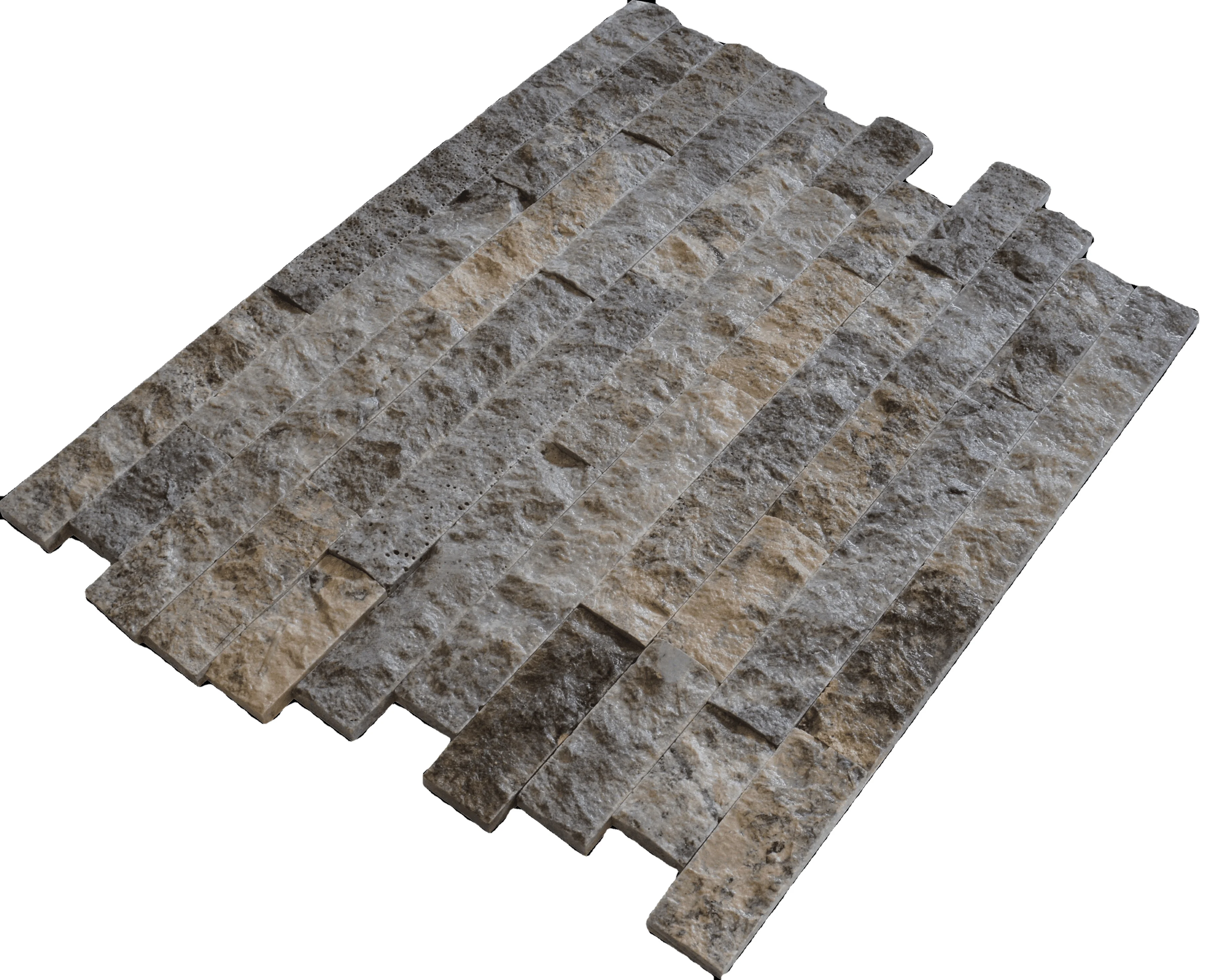 Turkish Afyon Emirdag Fantastic Classic Titanium Silver Grey Travertine Split Face Wall Stone
