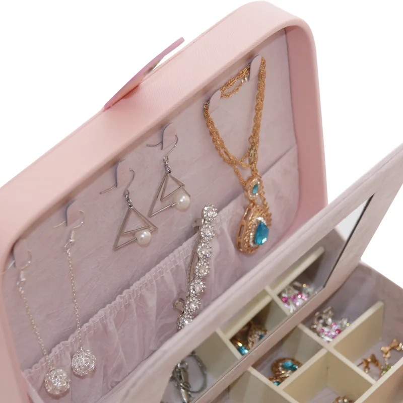 FORTE new arrival Girls Organizer Earring Ear PU Leather Portable Jewel Case Jewellery Packaging Gift Boxes Travel Jewelry Box
