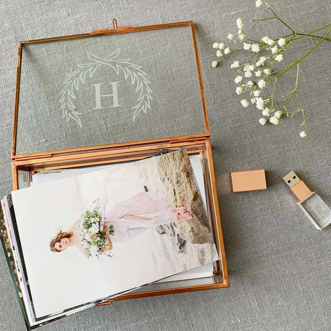 Customized Glass Photo Box Jewelry Box