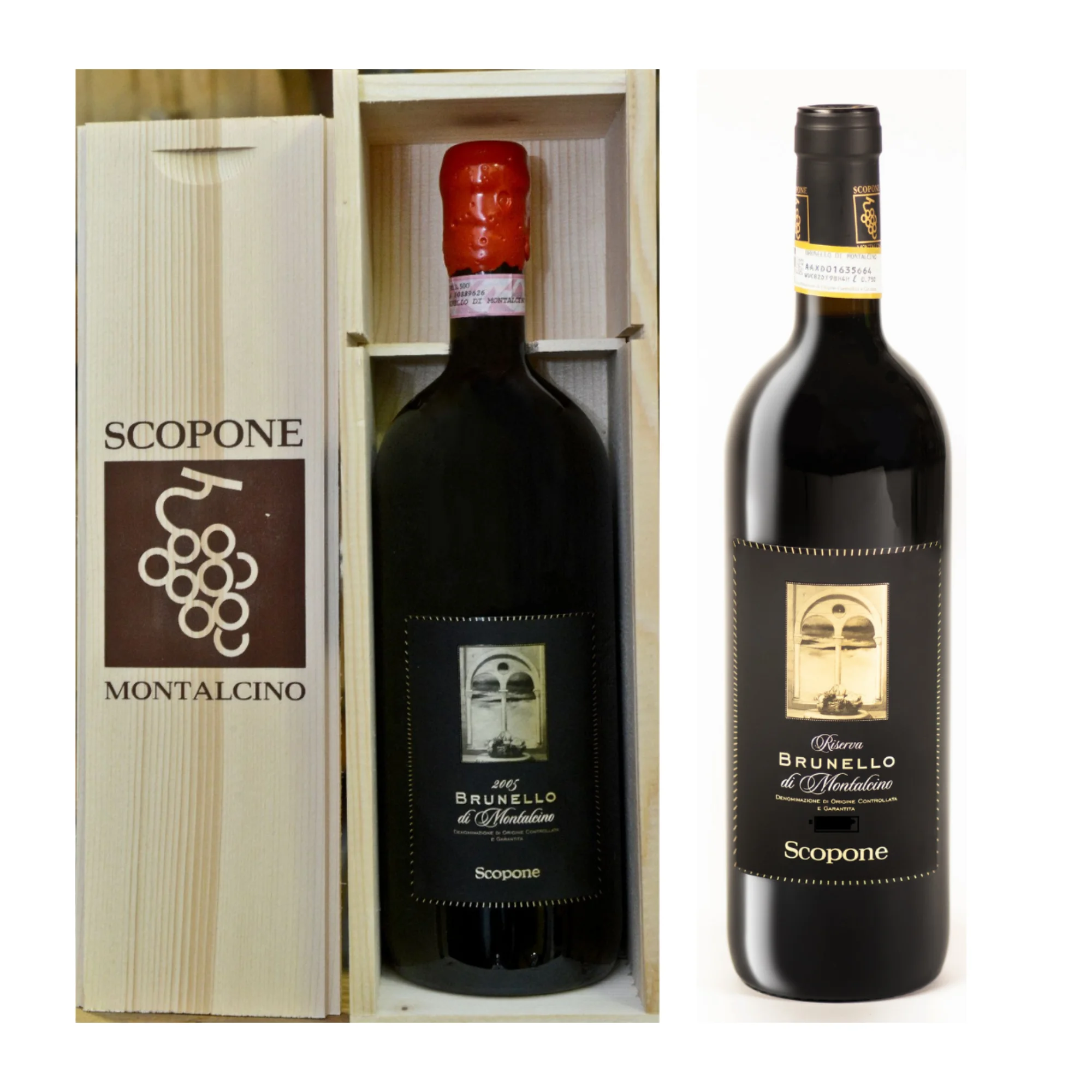 TOP QUALITY ITALIAN RED WINES SET BRUNELLO DI MONTALCINO DOCG RISERVA 2013 AND BRUNELLO DOCG MAGNUM