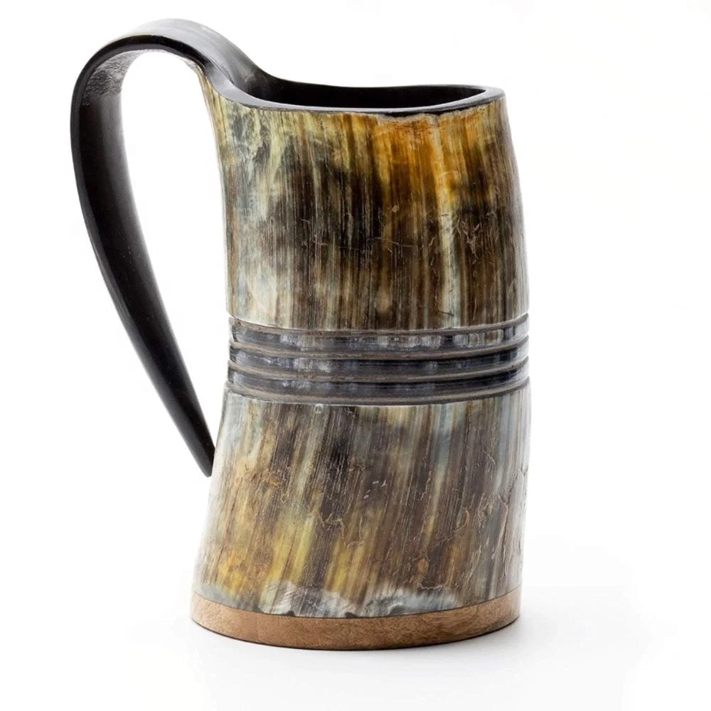 Natural Hand Made 100%  Buffalo Horn Mug /Viking Drinking Mugs/ Beer Drinking cup set decorative horn mugs by LUXURY CRAFTS