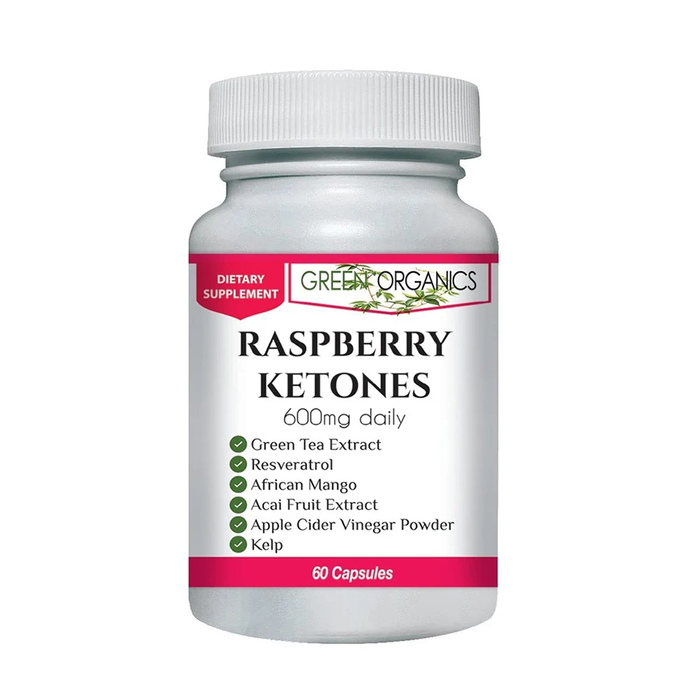 Зеленые органические Малиновые Кетоны, сжигают калории при работе, помогают потери веса, 60 капсул, диетические добавки, продукты для похудения