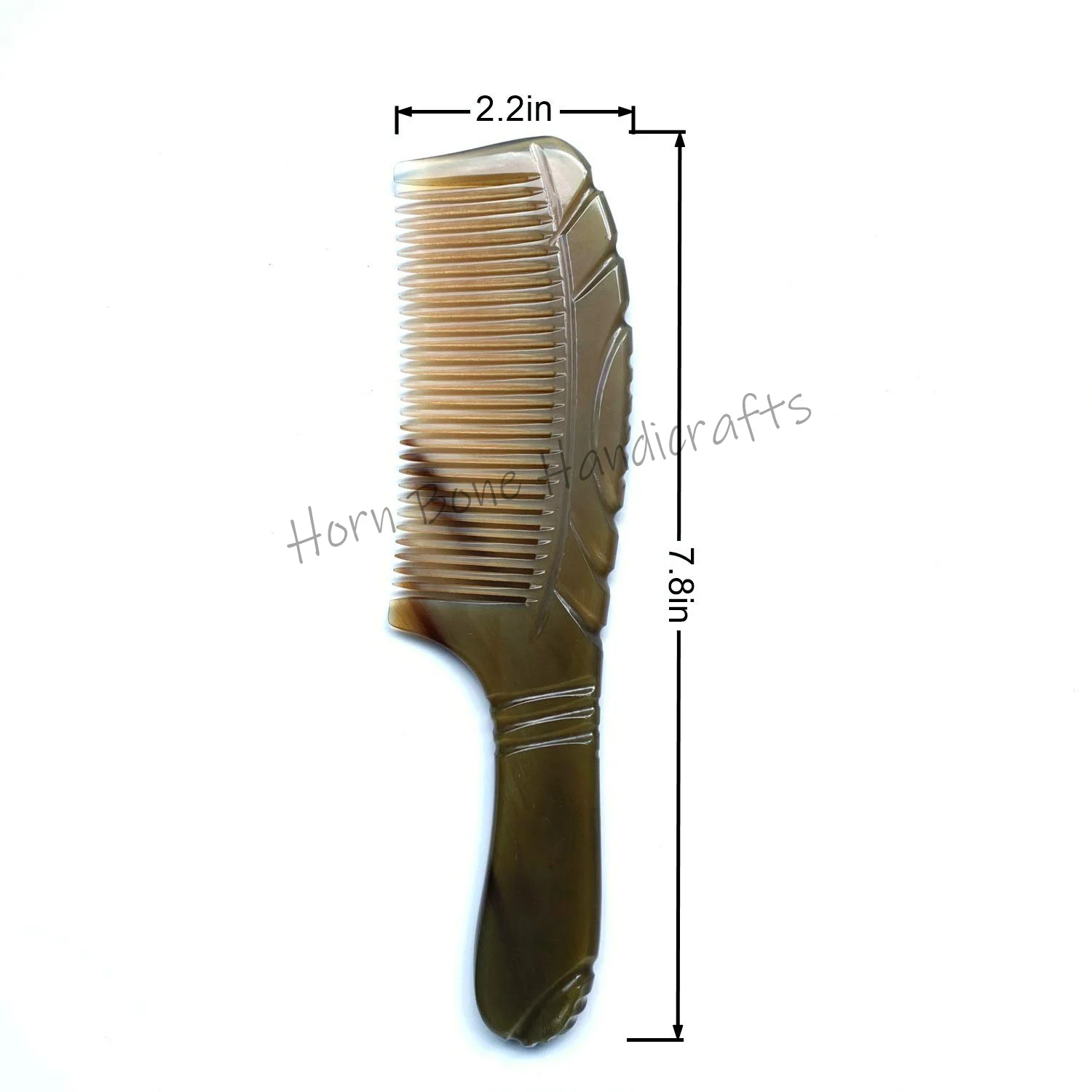 New Arrival Natural Horn Hair Comb with Handle Professional Detangling Fine Tooth Durable Comb 100% Natural Carved Horn Comb