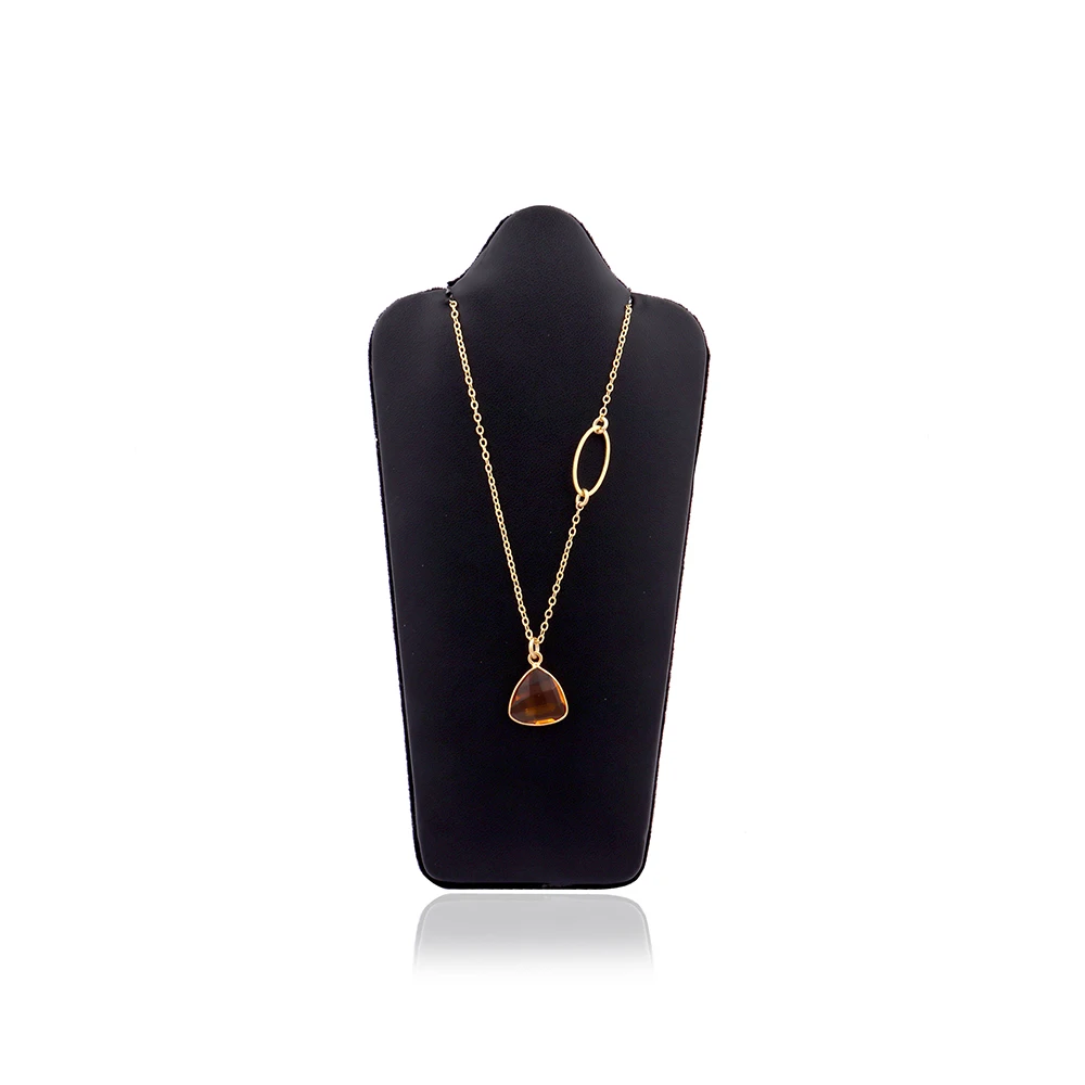 Handmade Wholesale Necklaces For Women | Purple Amethyst Pear Shape Necklace | Brass Gold Plated Wire Sett Gems Jewellery. N-544