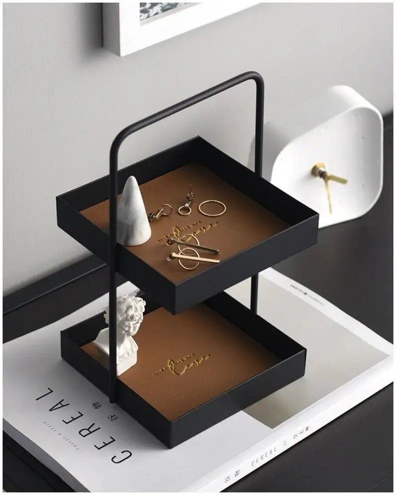 Black Shelf 1 2 Layer Metal Storage Rack With Handle Shelf Desktop Cosmetics Storage Rack Home Bathroom at Wholesale Price India