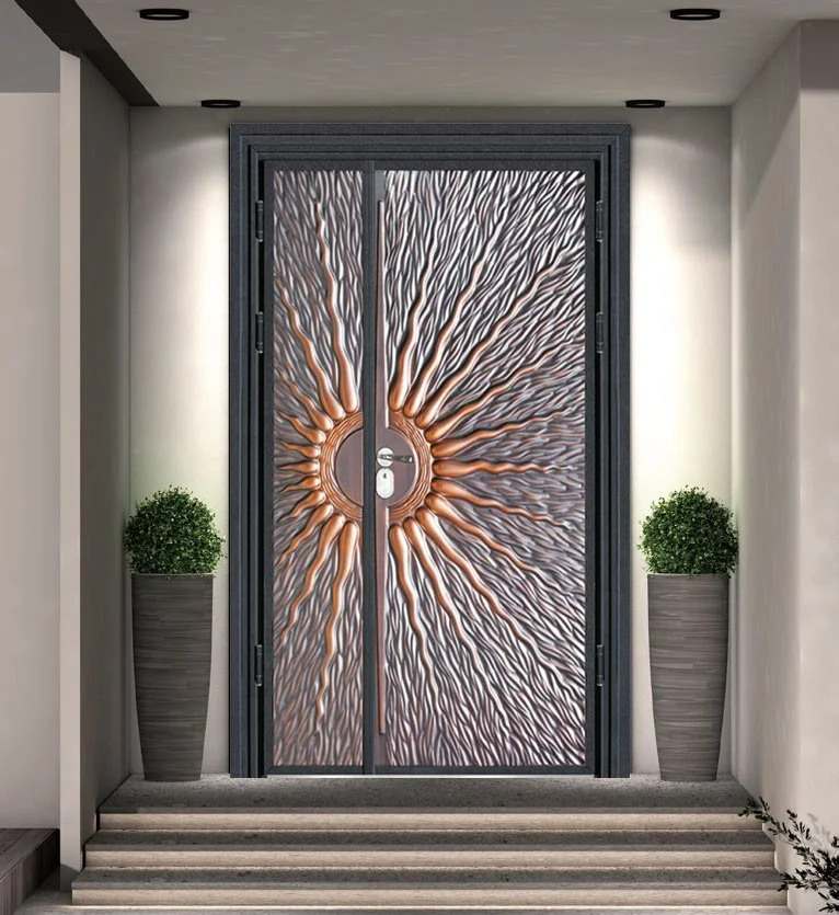 high quality exterior fireproof painted security stainless steel front  main entry doors design for home