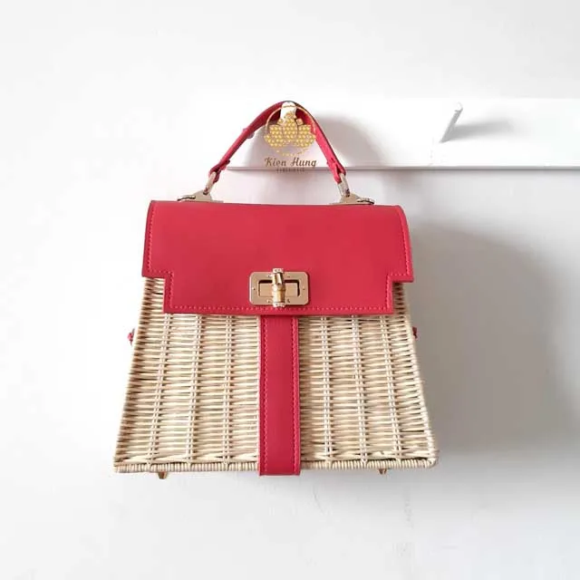 Custom Price Brand OEM ODM Lady Fashion High-end Leather Rattan Bag