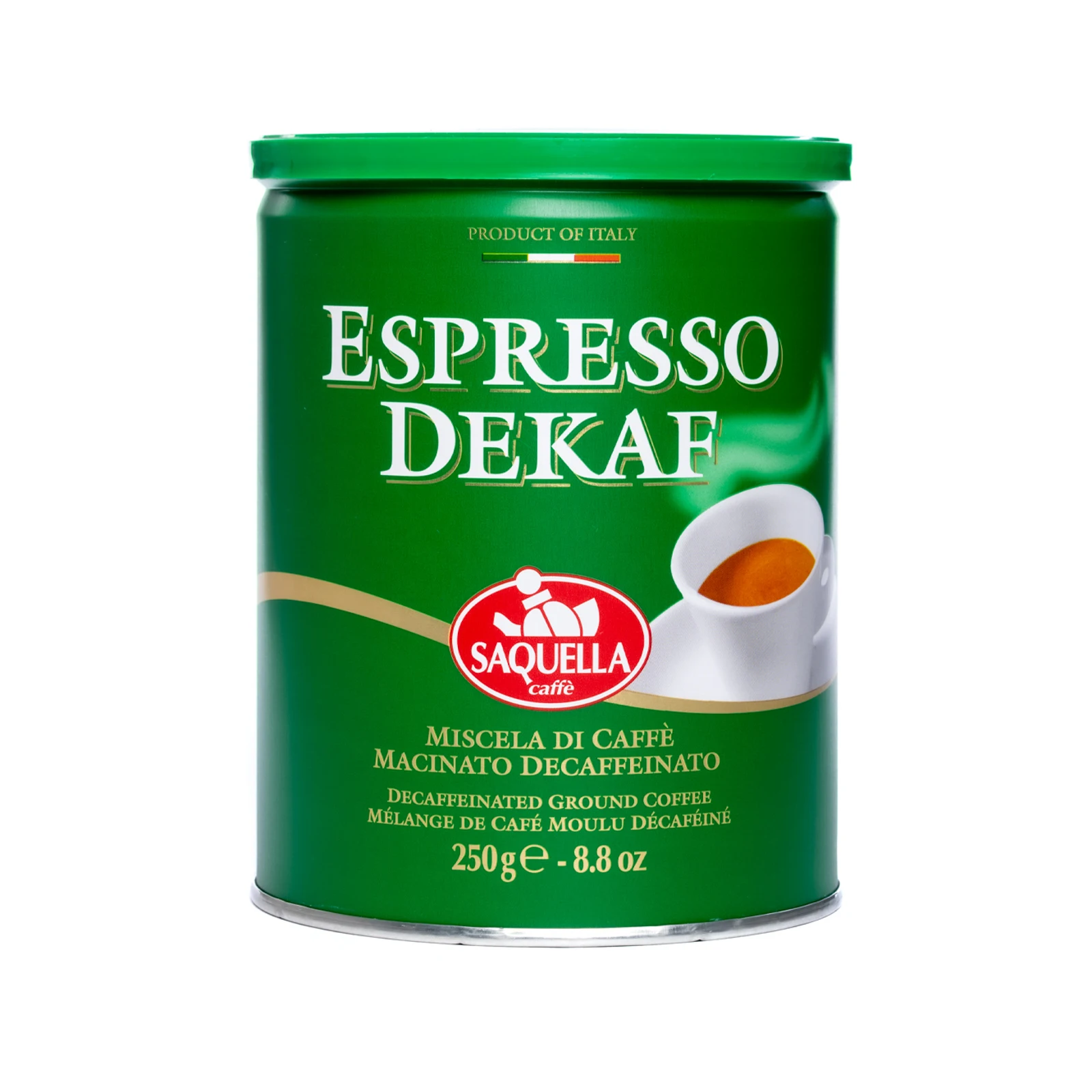 Made in Italy 250 gr Tin Dekaf Espresso Ground Coffee for coffee shops