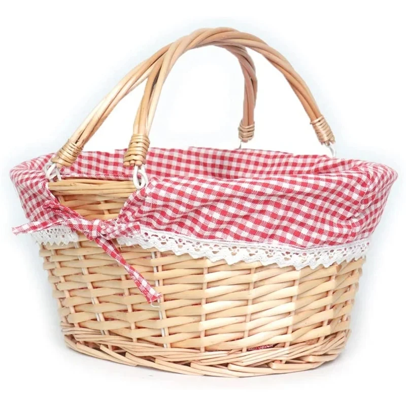 Wicker Basket Gift Baskets Empty Oval Willow Woven Picnic Basket With Handle
