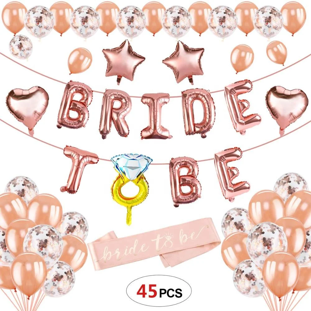 
Bride To Be Party Decorations Set, Banner Confetti Latex Balloons Foil Balloon Letters Hen Bachelorette Party Supplies 