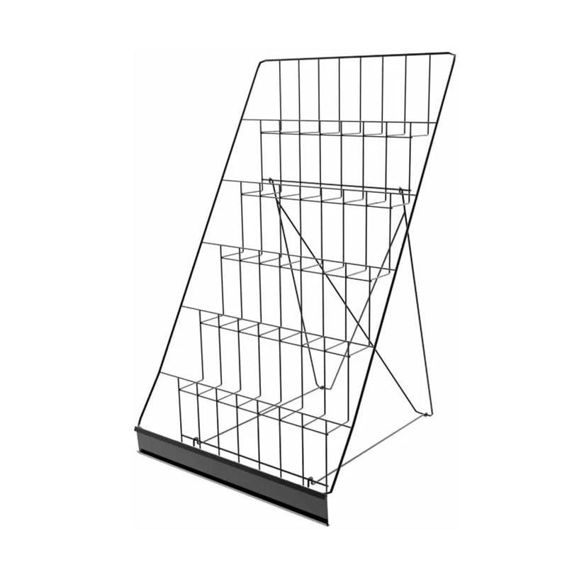 Free Stand Open Shelves 6-tiered Fixture Metal Wire Magazine Display Rack for Brochures and Pamphlets