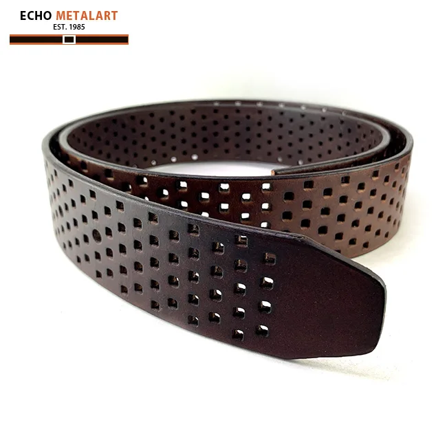 Casual belt with holes in 40mm for men belt genuine leather
