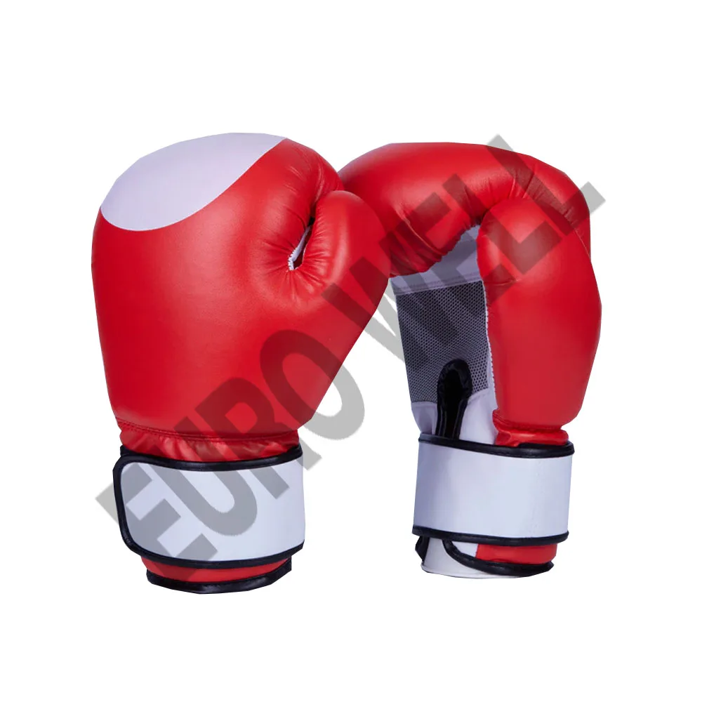 Custom Logo Printed Red Boxing Gloves Custom Sizes 18 Oz White Red Black Leather Boxing Gloves
