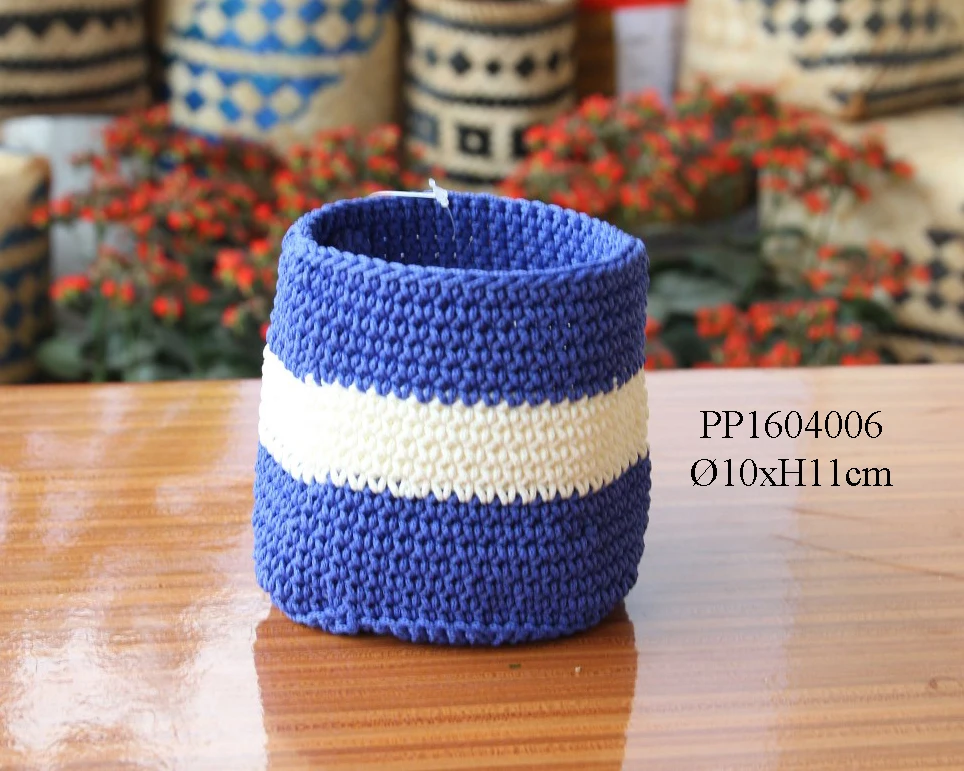 
Handmade Taupe Poly Propylene Crochet Basket Crochet Storage Basket 