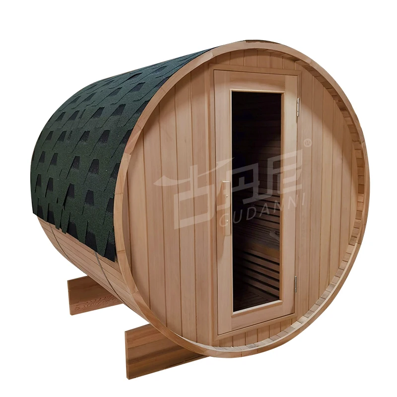 4-6 Person red cedar outdoor barrel garden sauna room outdoor  with tile
