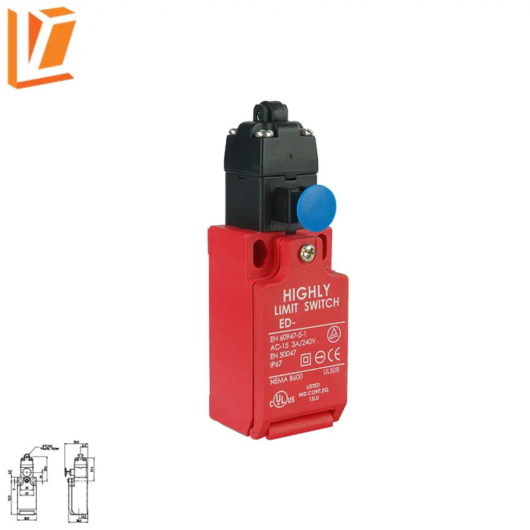 EDR-1-3-22 moving machines Adjustable roller arm type TUVUL RoHS CE Safety Door Limit Switch