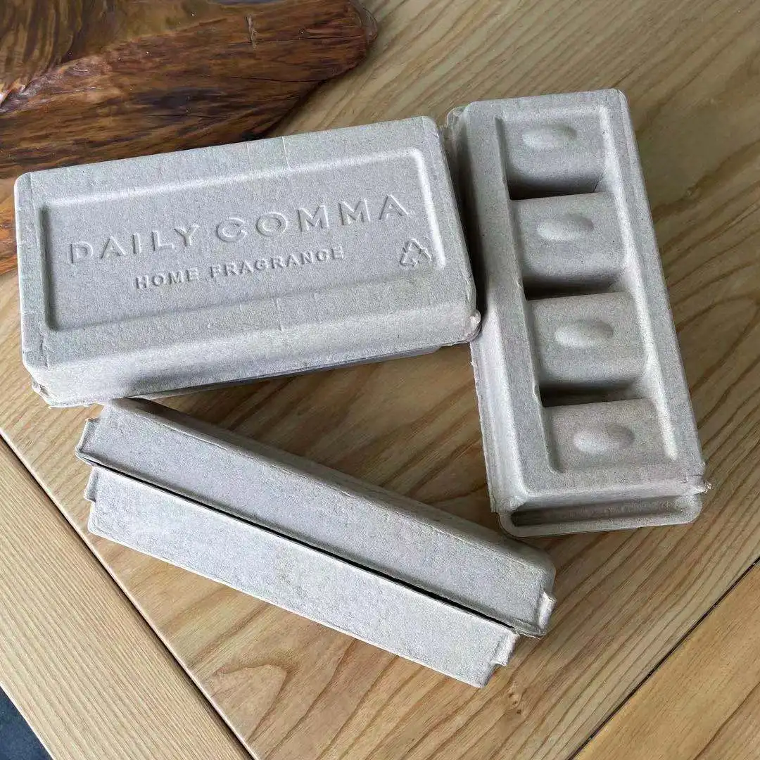 Custom recycle materials sustianable packaging clamshell box modern pulp box glass bottle outer box