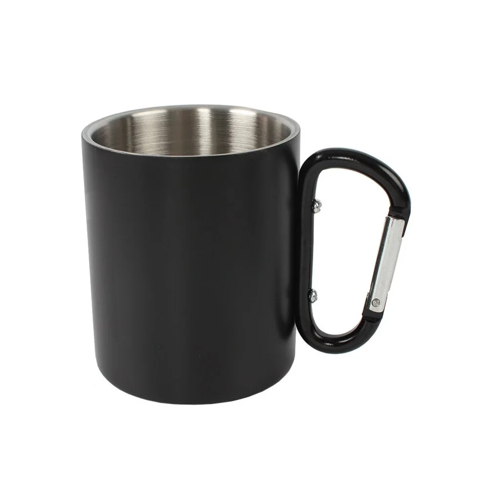 
Stainless Steel Cup with Carabiner Handle Double Wall BPA Free Coffee Mug 