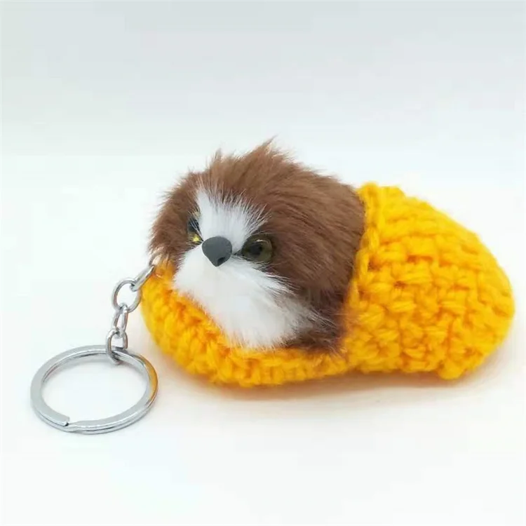 Simulation Animal Mini Plush Dog Knitting Slippers Lifelike Dog Plush Toy Custom Plush Dog Toy