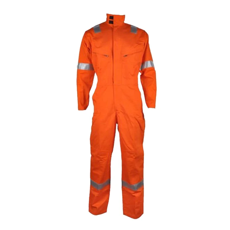 OEM Wholesale Service Orange Color 220gsm Flame Resistant Coverall Fire Retardant Safety Overall Suit