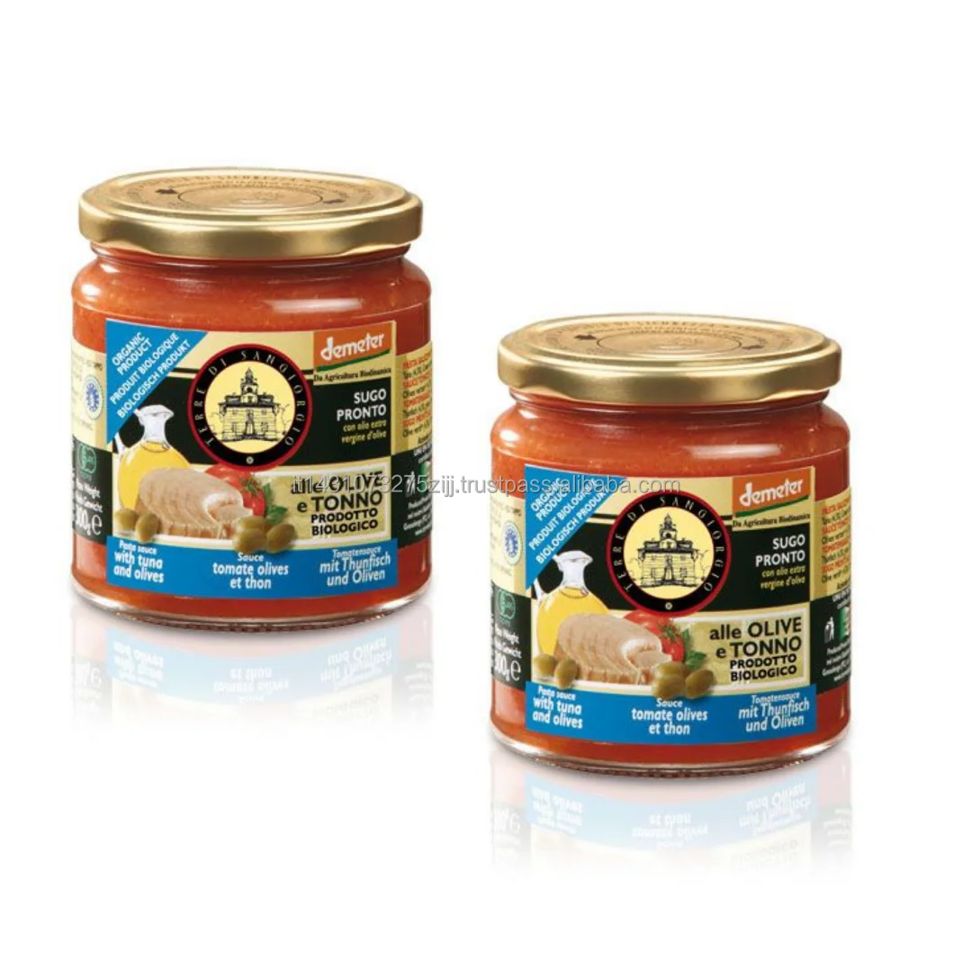 Made in Italy top quality organic bio ready to eat TOMATO SAUCE with tuna and olives 300gr