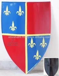Medieval Crusader Heater Shield Medieval Shield  Warrior Armour Shield red and blue color