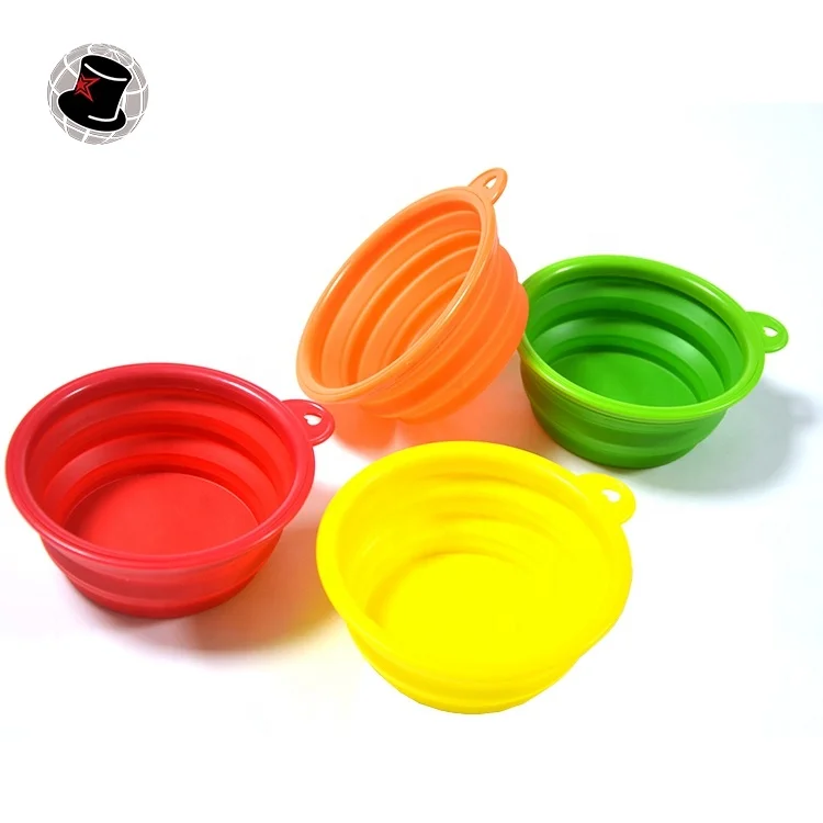 portable folding silicone foldable collapsible travel pet cat dog food bowl  metal pet food bowl silicone bowl pet