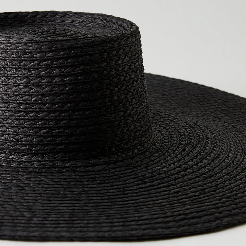New Eco Friendly Designed Black Straw Hat For Summer Day Beach Hats and Accessories