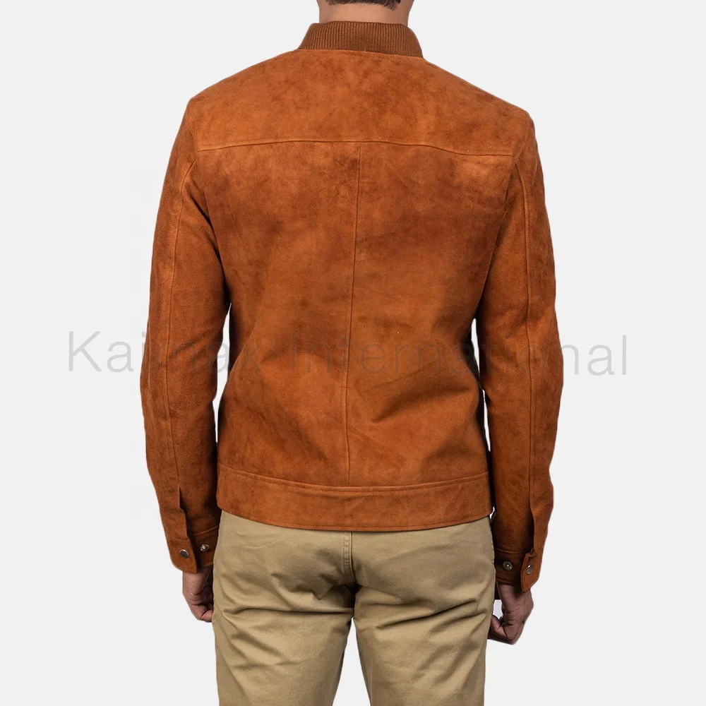 
Suede brown Soft Sheep leather bomber Jacket 