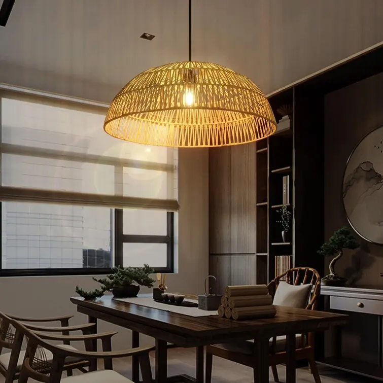 Best Price Antique Bamboo Lantern Chandelier Lighting Rattan Woven Natural Wooden Ceiling Chandelier