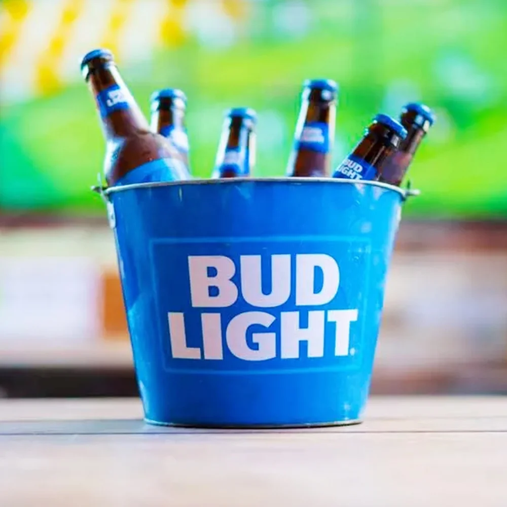 BUD LIGHT 5L  Galvanized Metal Ice Bucket Cooler Table Barware Beer Bucket With Bottle Opener