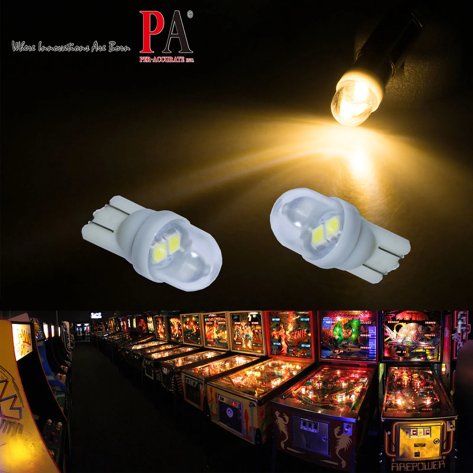2 SMD 2835 Pinball Machine LED Bulb T10 w5w 194 168 wedge 6.3v AC/DC Amusement Pinball Bulb (Pinball, Stereo) PA