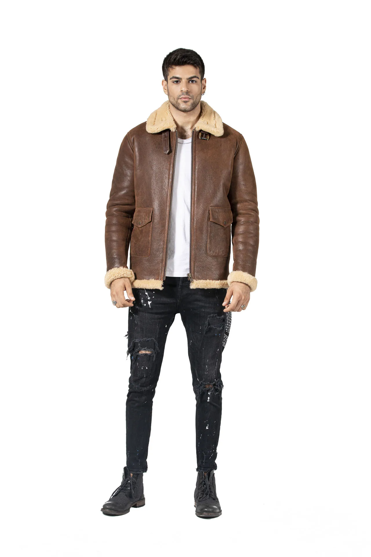 Calfskin Aviator Bomber Leather Jacket