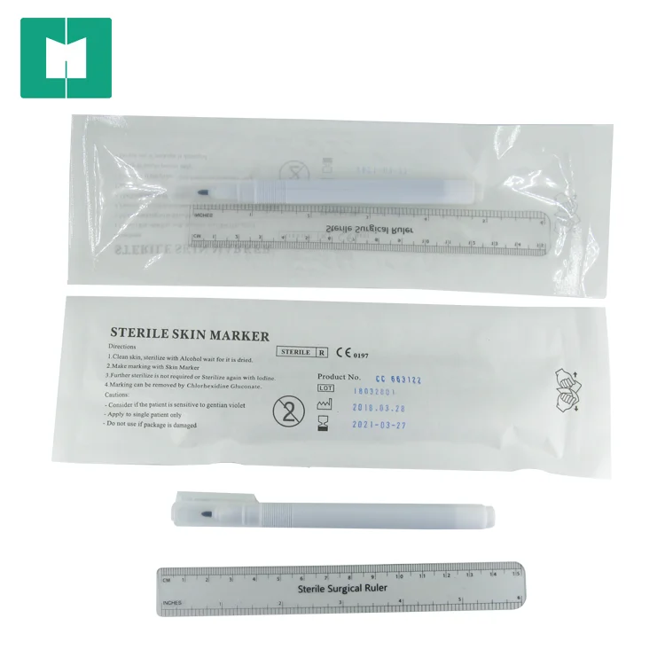Purple sterile Surgical Skin Marker Pen OEM Medical Doctors Pen With Measuring Tapes Use Purpose