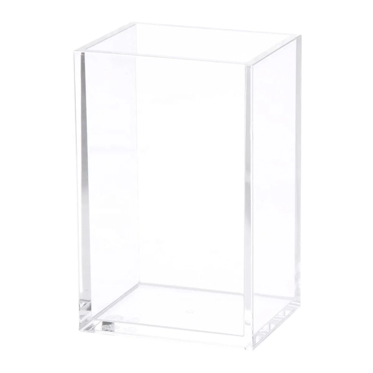 Custom Acrylic Pen Box, Lucite Pencil Holder with Printing Logo Square and Round Shape Desktop Organizer