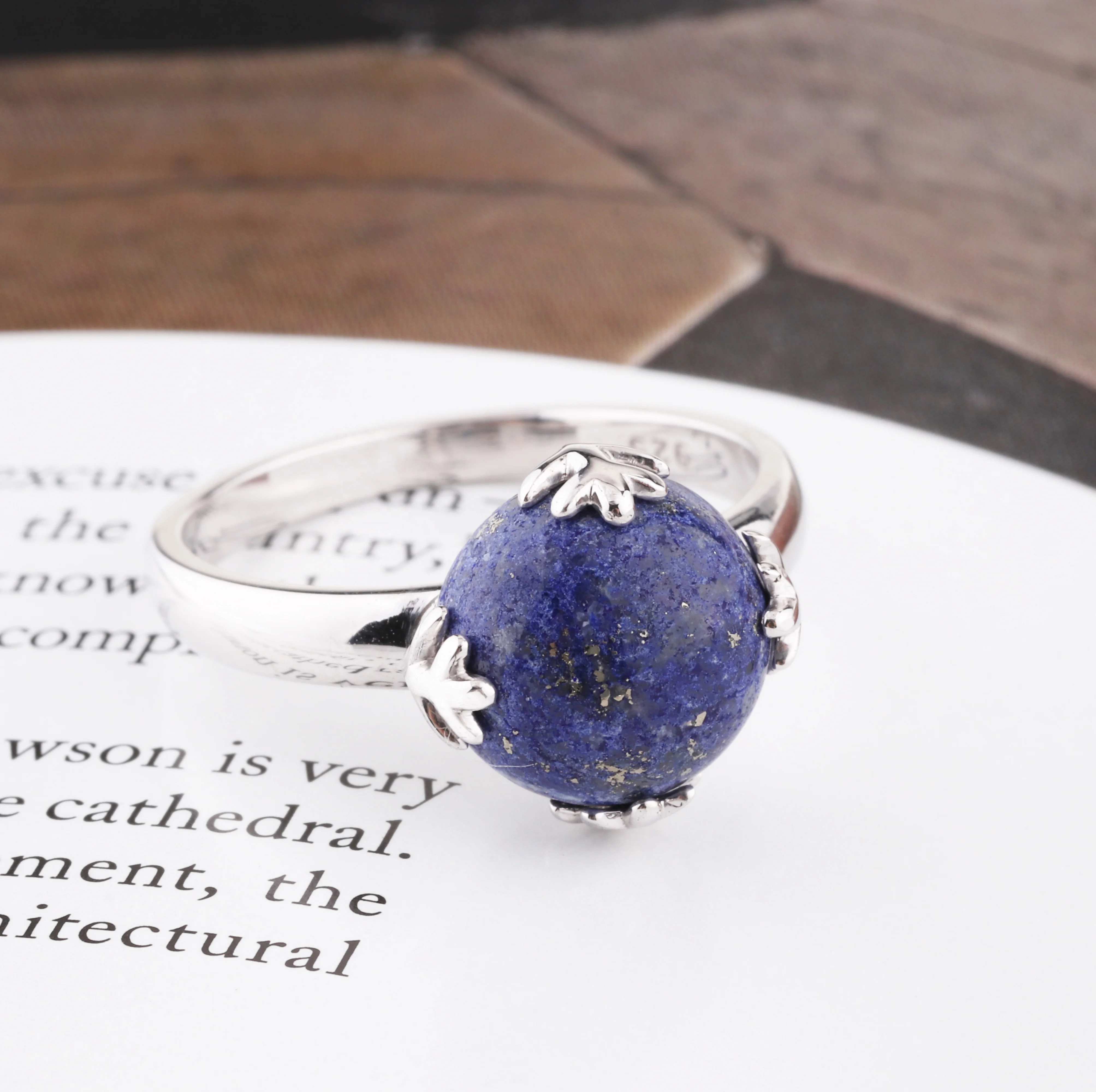 925 sterling silver jewellery snowflake natural gemstone lapis lazuli ring gemstone silver ring for women