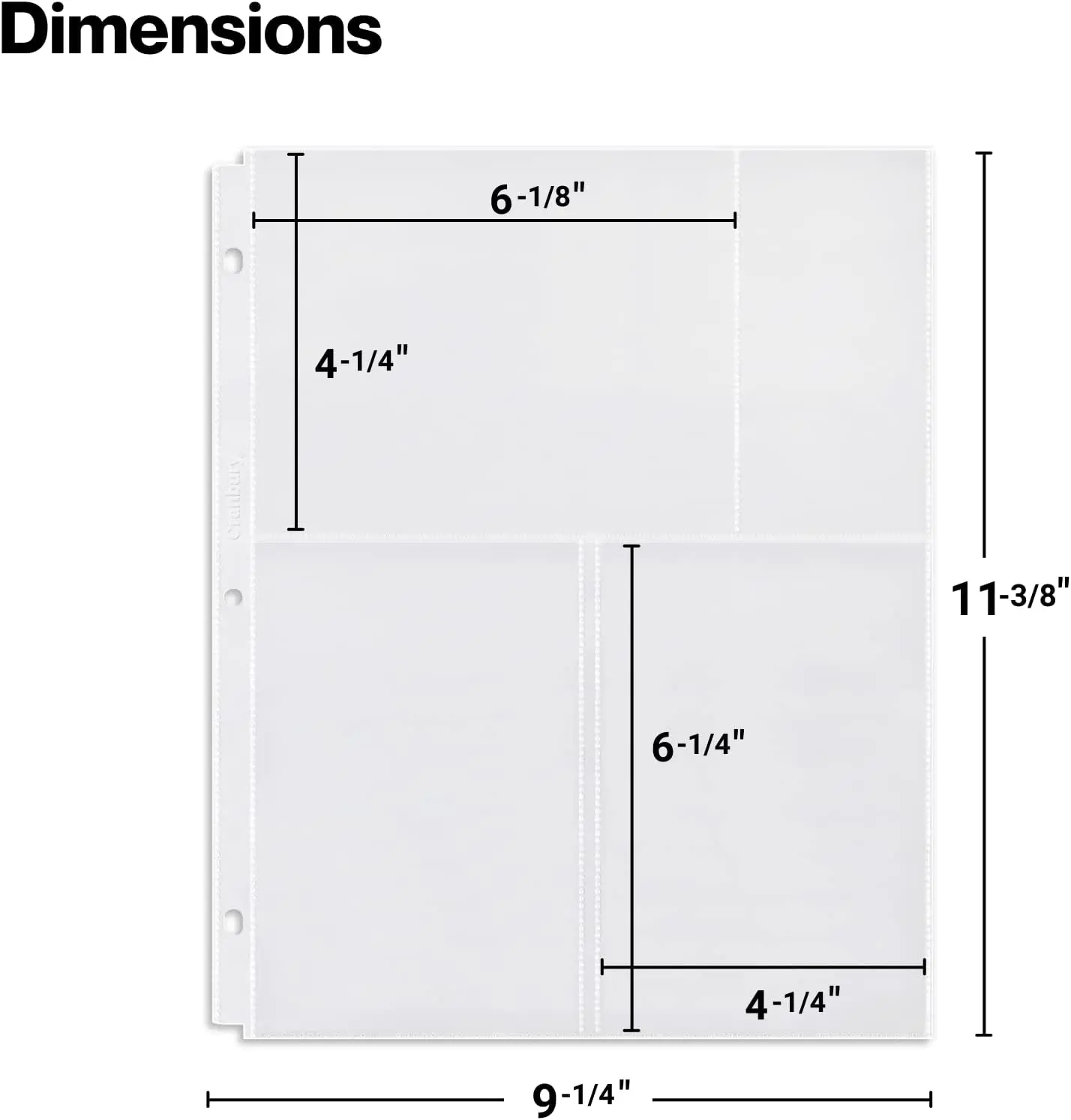 Transparent 3 Pocket 4x6 Photo Page Replacement Inner Pages