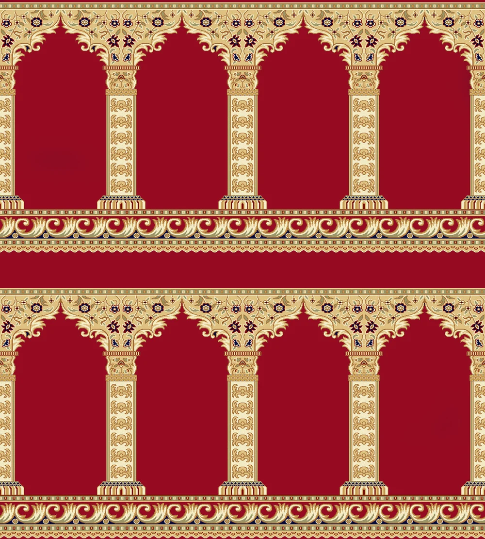 Plain Colour Design Fire Resistance Mosque Printed Prayer Roll Muslin Prayer Rugs for Sales