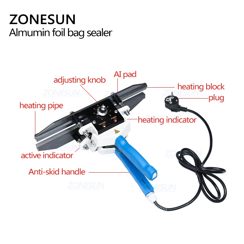 ZONESUN FKR-200 устройство для герметизации ручной герметизирующий аппарат с постоянным нагревом из майлара и алюминия пакетов