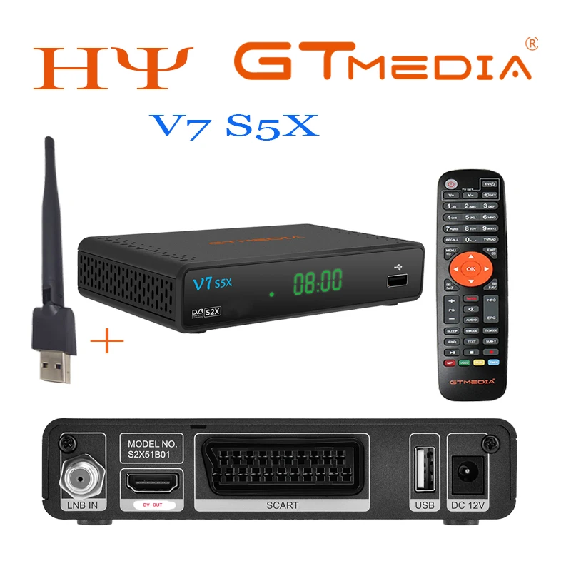 Freesat GTmedia V7 S5X V7S спутниковый ТВ приемник Поддержка DVB-S/S2/S2X BISS автоматически изменяющийся PowerVu Youtube Youporn USB Wi-Fi v7