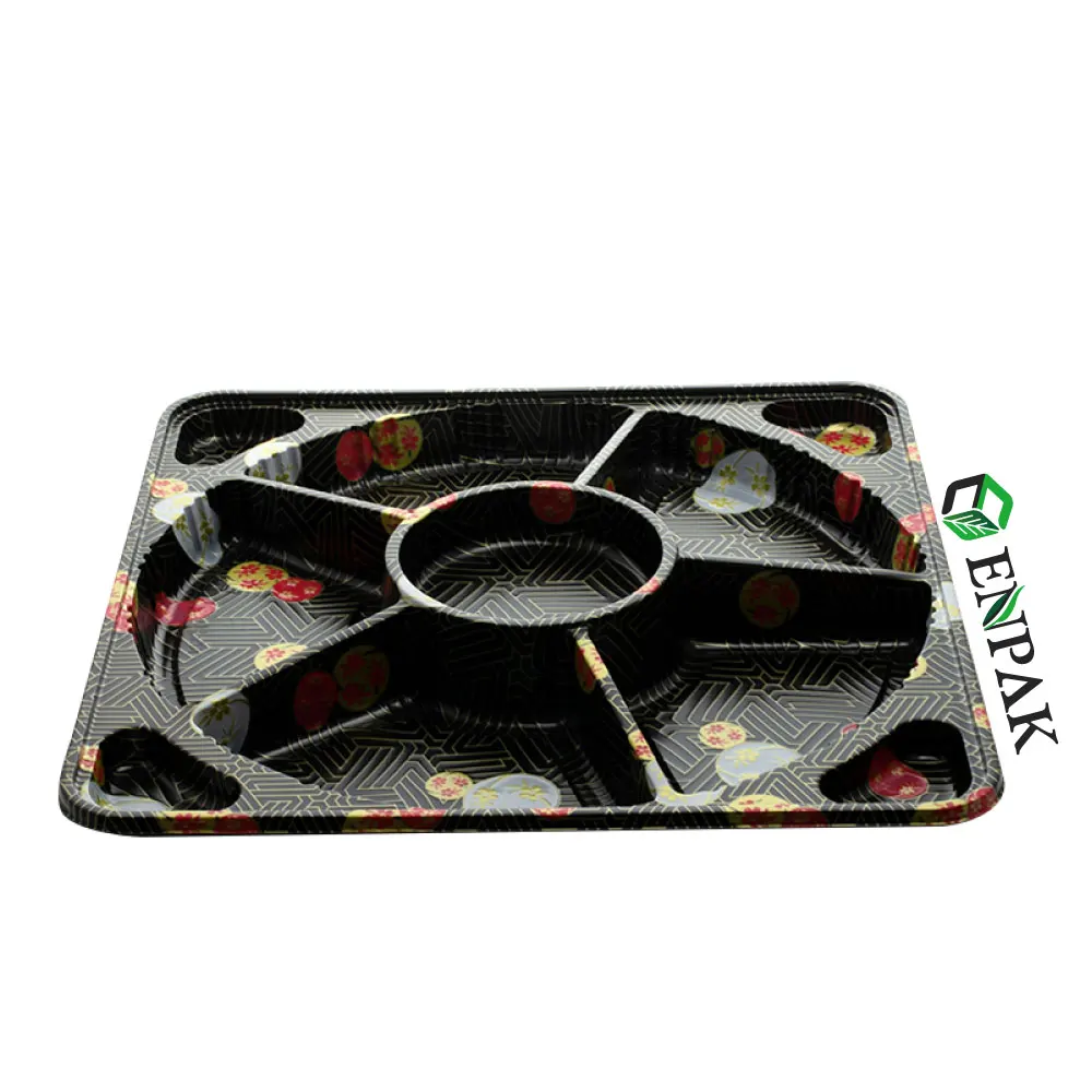 Factory Sakura PS Plastic 7 Compartment Disposable Food Tray